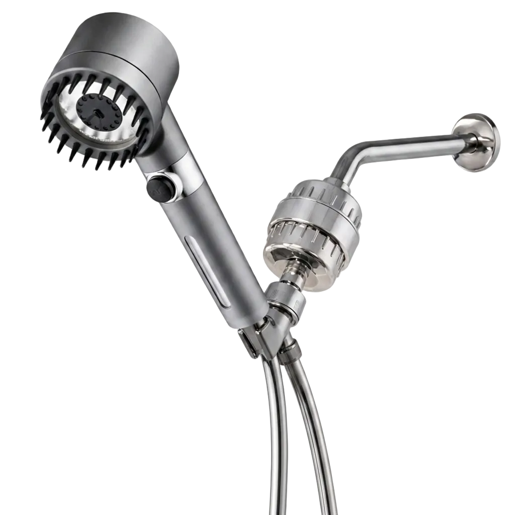 Ultimate Massage Complete Shower Kit in grey, front view
