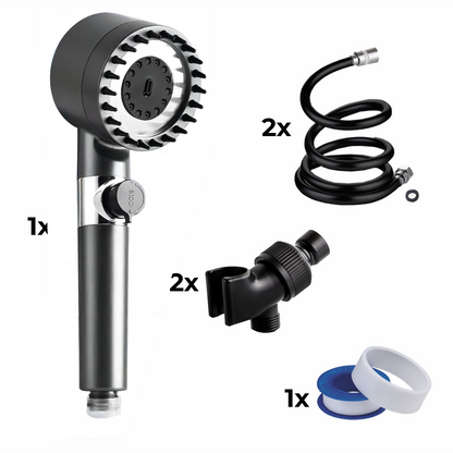 Duschkopf + 2x Schlauch + 2x Adapter + Teflonband