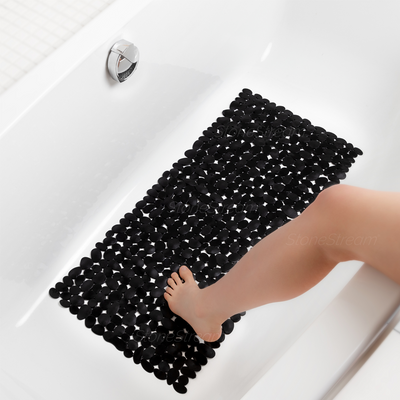 MineralStream Anti Slip Bath Mat in black, lifestyle shot in a wet shower